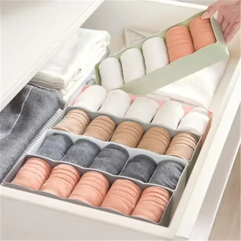 Closet Organize Sorting Boxs Household Storage Basket 5 Grids Underwear Socks Storage Box Plastic Drawer Divider Desk Accessory