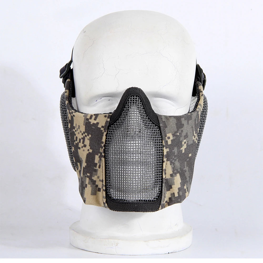 Tactical Airsoft Masks Metal Steel Net Mesh Protect Ears Mask Field Hunting Outdoor War Games Tactical Shooting Paintball Mask