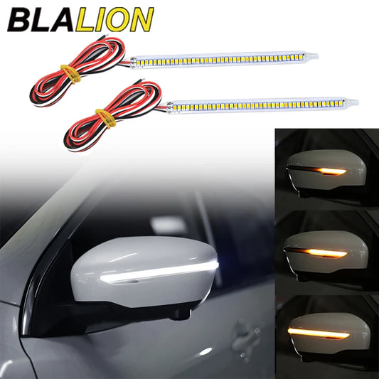 BLALION Car Rearview Mirror Turn Signal Light Running Light Steering Flow Light Start Scanning DRL Light Conversion Light Strip