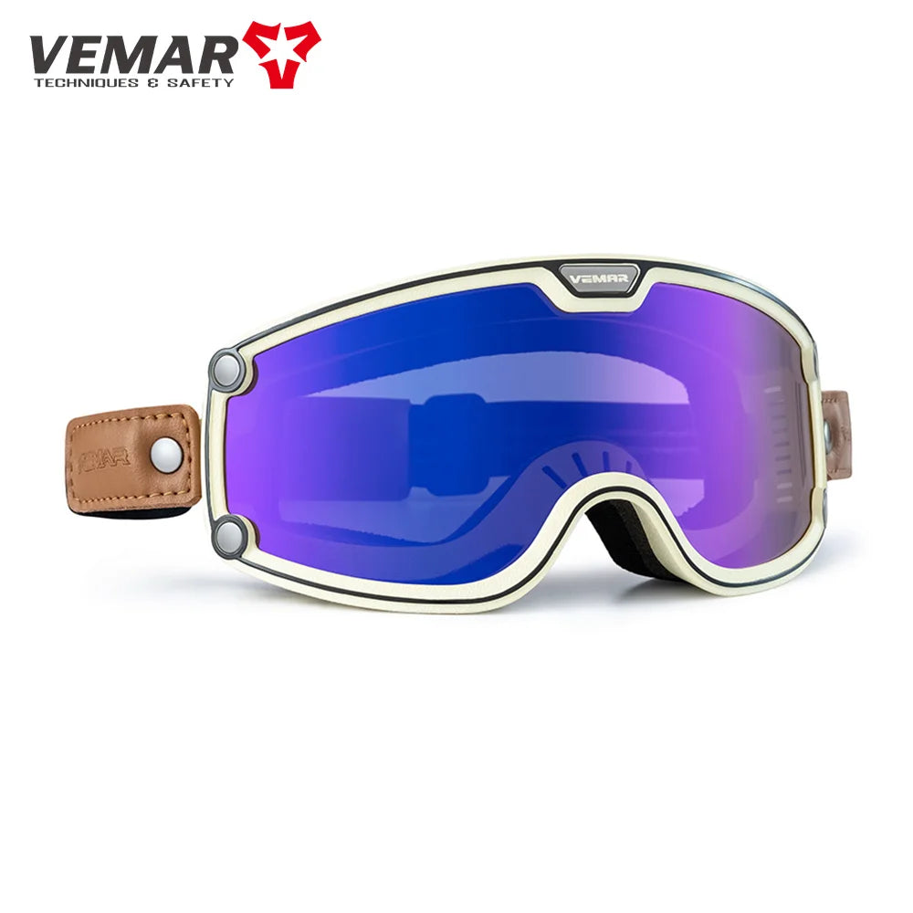 VEMAR Retro Motorcycle Goggles Windproof Anti-fog Glasses For Motorcycle Helmet Moto Sports Cycling Cafe Racer Chopper Goggles