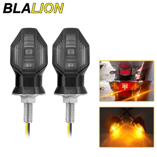 BLALION 2PCS Motorcycle Turn Signal Light LED Amber Lamp Turn Signals Indicators Flashers 12V Flasher Lamp Motorbike Accessories