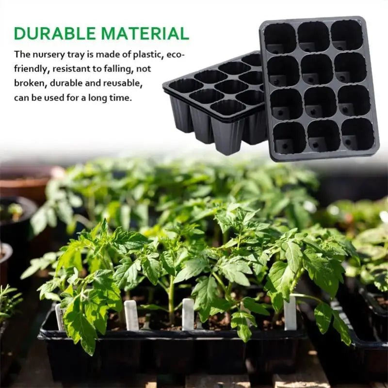 12 Holes Vegetable Seedling Pots Seedling Tray Garden Pots Durable Seed Germination Plant Flower Pots Grow Box for Planting