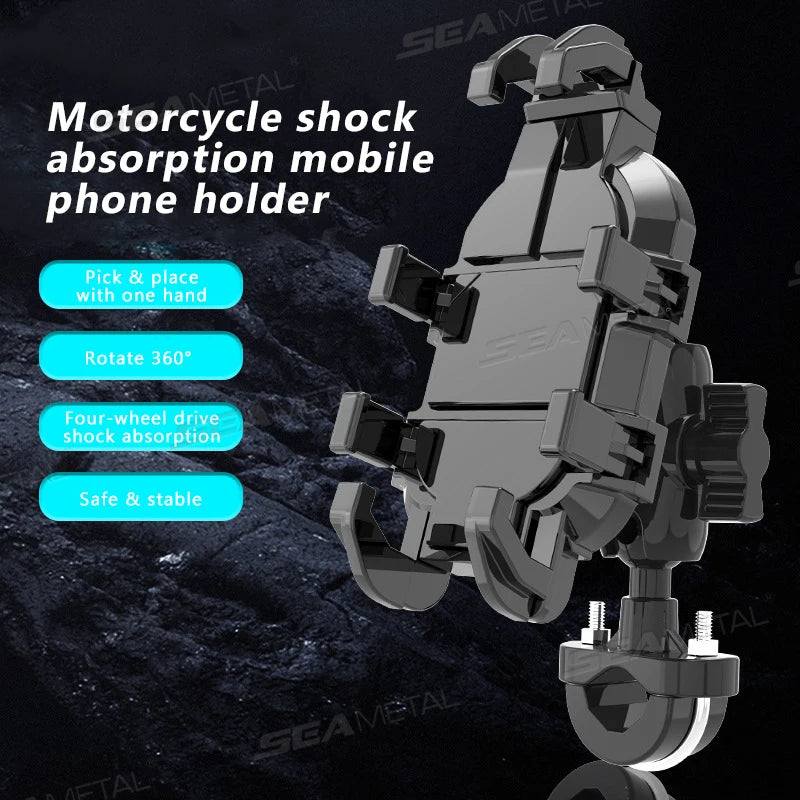 BLALION Motorcycle Riding Shock Absorption Mobile Phone Bracket Eight Claw Fixed Bracket for 4.7-7.1 inch Smartphone Shockproof