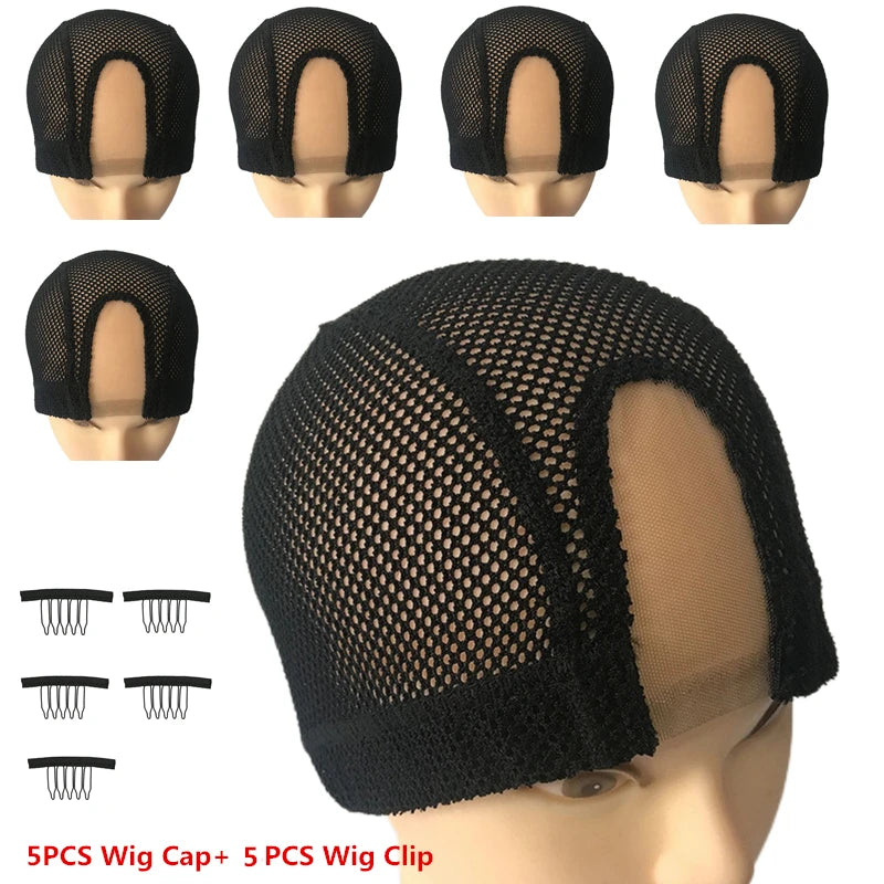 5Pcs 2X4U part Lace Wig Caps Spandex Mesh Dome Wig Cap For Making wig Elastic Dome Mesh Cap large holes Dome caps for men women