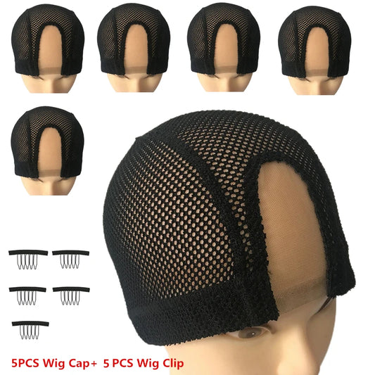 5Pcs 2X4U part Lace Wig Caps Spandex Mesh Dome Wig Cap For Making wig Elastic Dome Mesh Cap large holes Dome caps for men women
