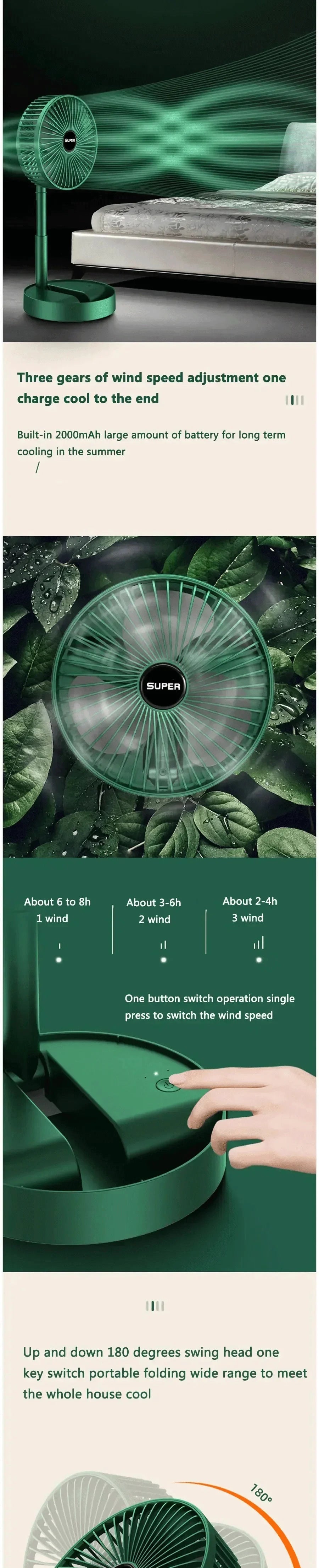 Mini Fan Desktop Foldable Retractable Portable Mini Fan rechargeable USB Home Low Noise High Duration Standby Mini Ceiling Fan