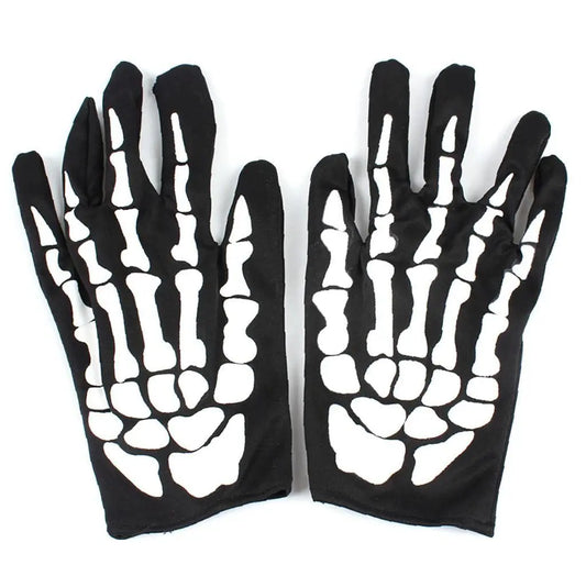 Halloween Skeleton Gloves Unisex Adult Full Finger Short Gloves Women Stretch Cosplay Goth Mittens Party Accessorie