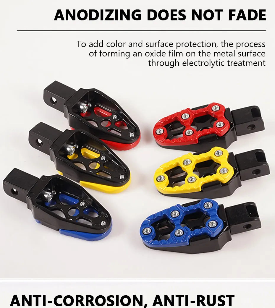 BLALION 1 Pair Universal Aluminum Alloy Footrest Pedals Angle Adjustable for Motorcycle Scooter ATV E-Bike Foot Rests Foot Pegs