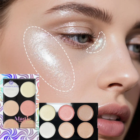 Six color face phosphor palette highlight cream concealer, natural glow, waterproof, shiny, eye shadow, phosphor makeup