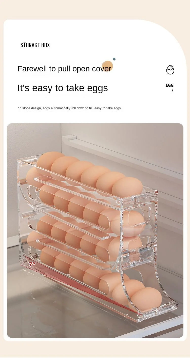 Refrigerator Egg Storage Box Kitchen Egg Box Storage Egg Box Large Capacity Dedicated Egg Carton Egg Rolling Egg Storage Box