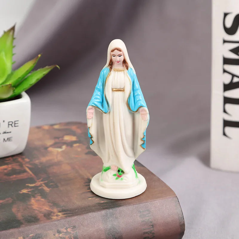 Small Catholic Mary Statue Madonna Handmade Virgin Mary Statue Jesus Desktop Home Decorative Ornaments 6.5-15cm