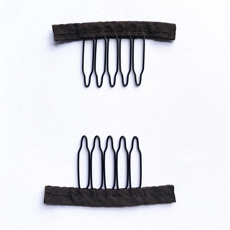 10Pcs Wig Combs To Secure Wig 4-7Teeth Wig Comb Wig Clips With Cloth For Making Wig Caps Steel Material Clips Combs
