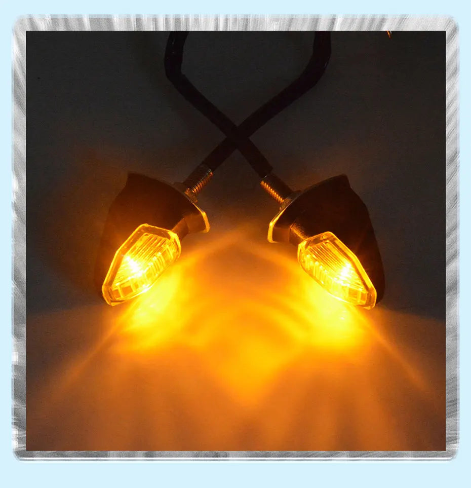 BLALION 2PCS Motorcycle Turn Signal Light LED Amber Lamp Turn Signals Indicators Flashers 12V Flasher Lamp Motorbike Accessories