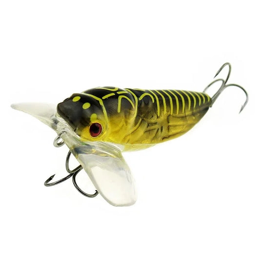 2PCS Fishing Lure High Quality Insect Artificial Bait Floating Popper Topwater Stomach Cicada
