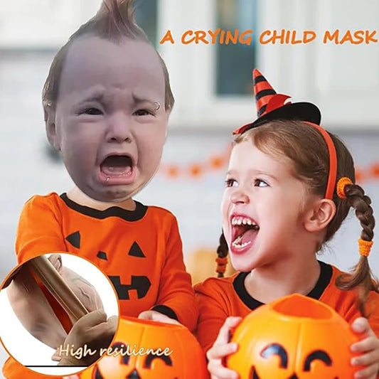 Crying Punk Baby Masque Creepy And Hilarious Latex Head Masque, Latex Head Cover For Halloween Cosplay Costume