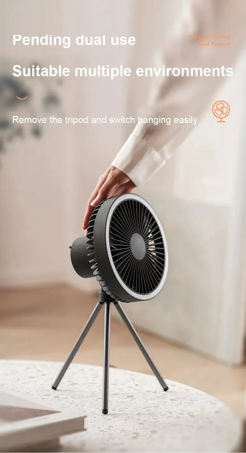 10000mAh/4000mAh Camping Fan Rechargeable Desktop Portable Circulator Wireless Ceiling Electric Fan with Power Bank LED Lighting
