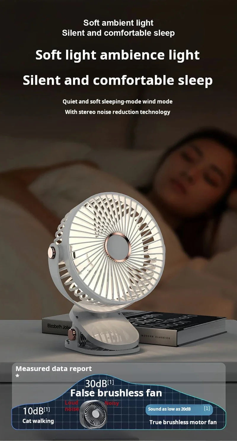 3 in 1 Mini Clip Fan Rechargeable Portable Air Circulator Wireless Ceiling Electric Fan With LED Light Clip-on Home handheld Fan