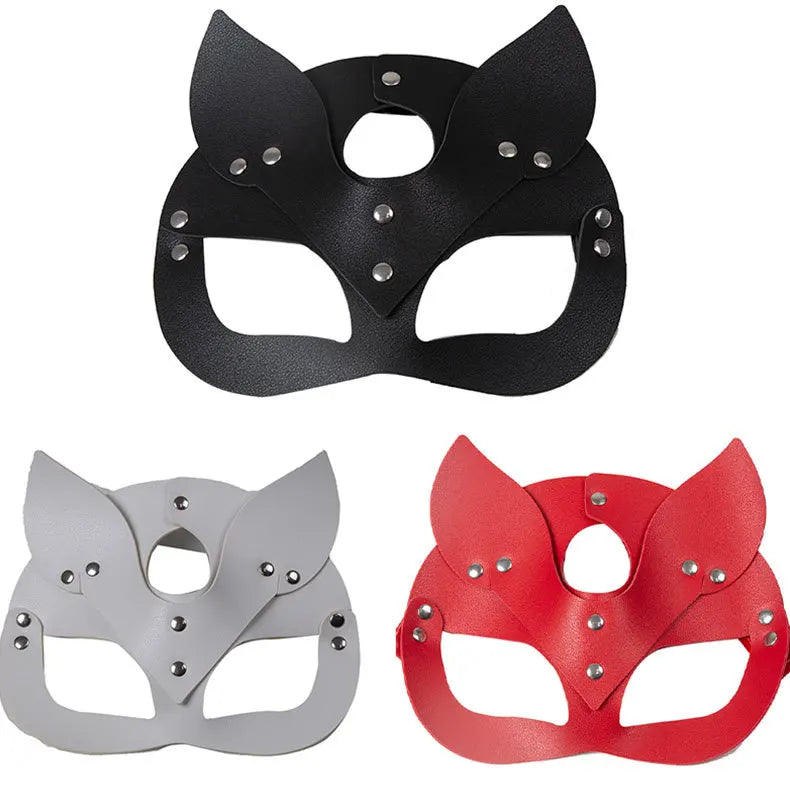 Women Sexy Mask Half Eyes Fox Cosplay Face Cat Faux Leather Masks Halloween Party Erotic Masquerade Adult Sex Toys Accessories