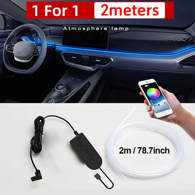 BLALION 2M/3M/4M/6M Car Interior Lighting LED Strip Decoration EL Wiring Neon Auto Flexible Ambient Light Party Atmosphere Diode