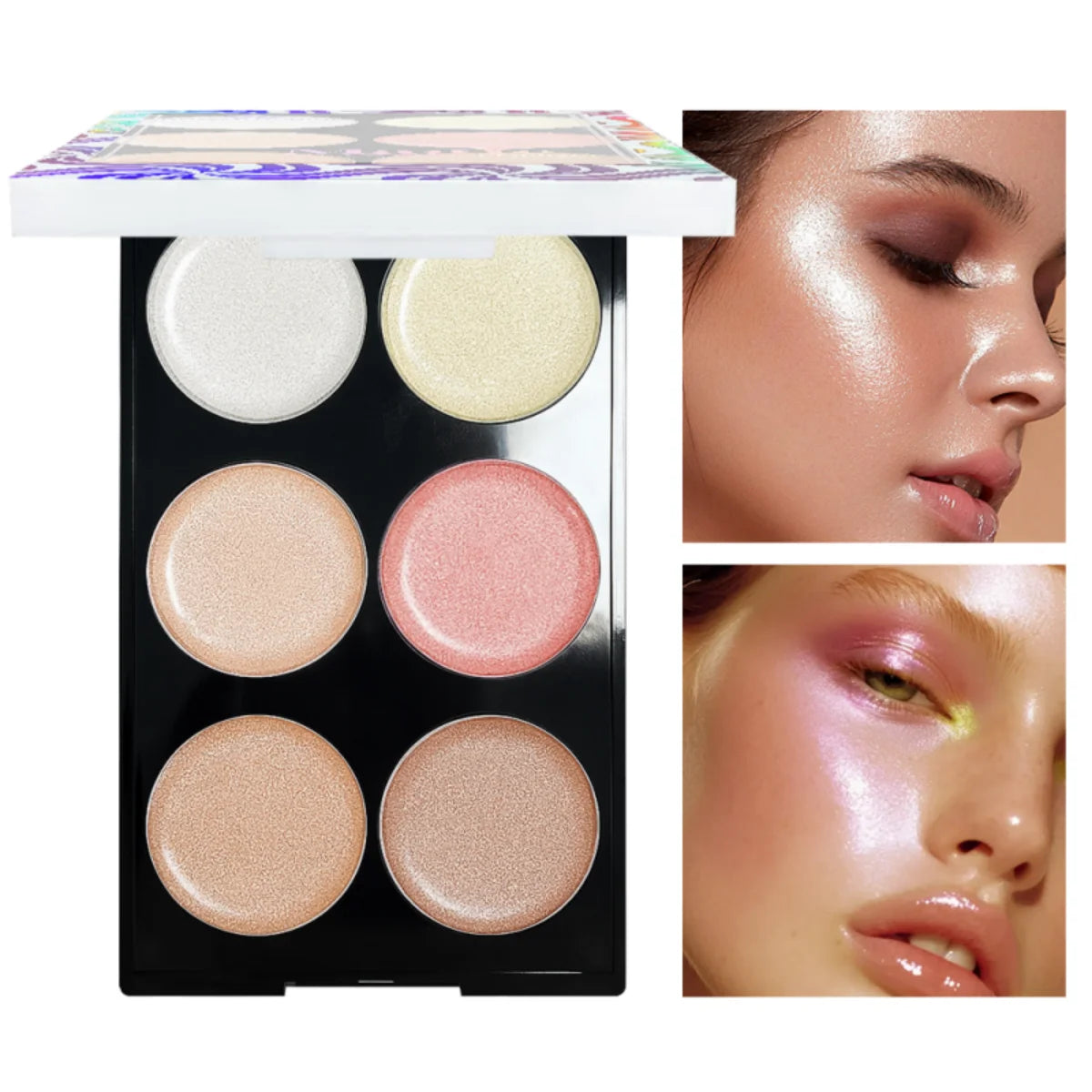 Six color face phosphor palette highlight cream concealer, natural glow, waterproof, shiny, eye shadow, phosphor makeup