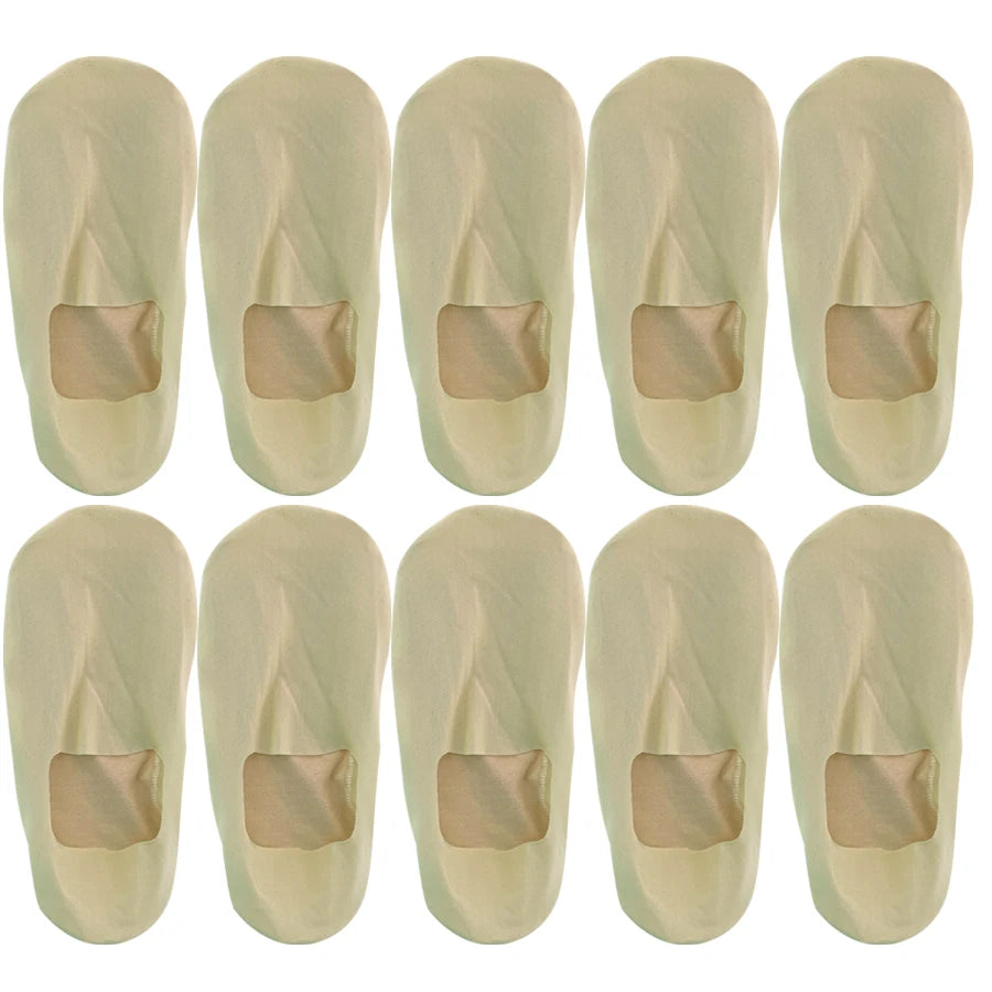5 Pairs Women's Boat Socks Deodorant Sweat Absorption Summer Sock Thin  Ice Silk Breathable Silicone Non-slip Silk Low Cut Socks