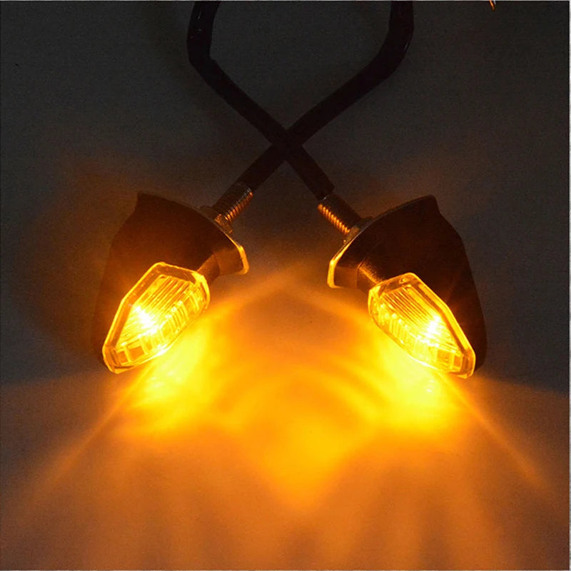 BLALION 2PCS Motorcycle Turn Signal Light LED Amber Lamp Turn Signals Indicators Flashers 12V Flasher Lamp Motorbike Accessories