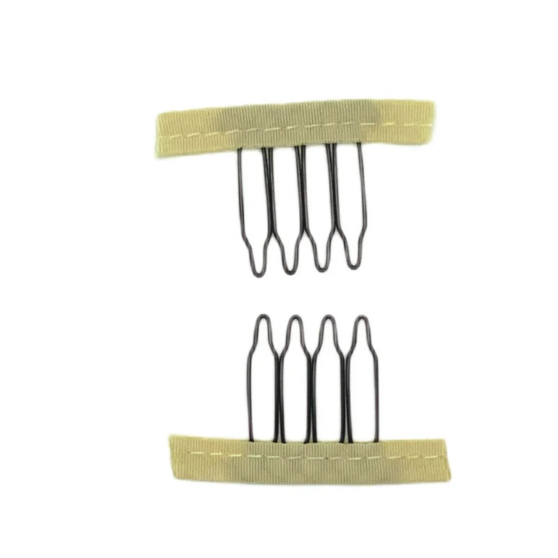 10Pcs Wig Combs To Secure Wig 4-7Teeth Wig Comb Wig Clips With Cloth For Making Wig Caps Steel Material Clips Combs
