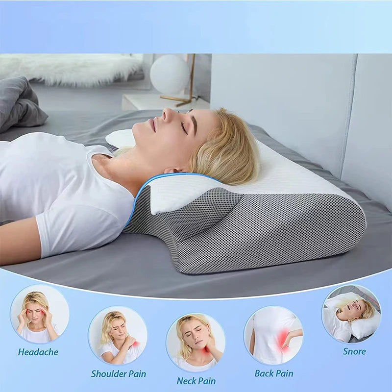 Ergonomic Memory Foam pillow 2 in 1 Help Sleep And Protect The Neck Cervical Orthopedic Travel Neck Pillow For Sleeping For Home
