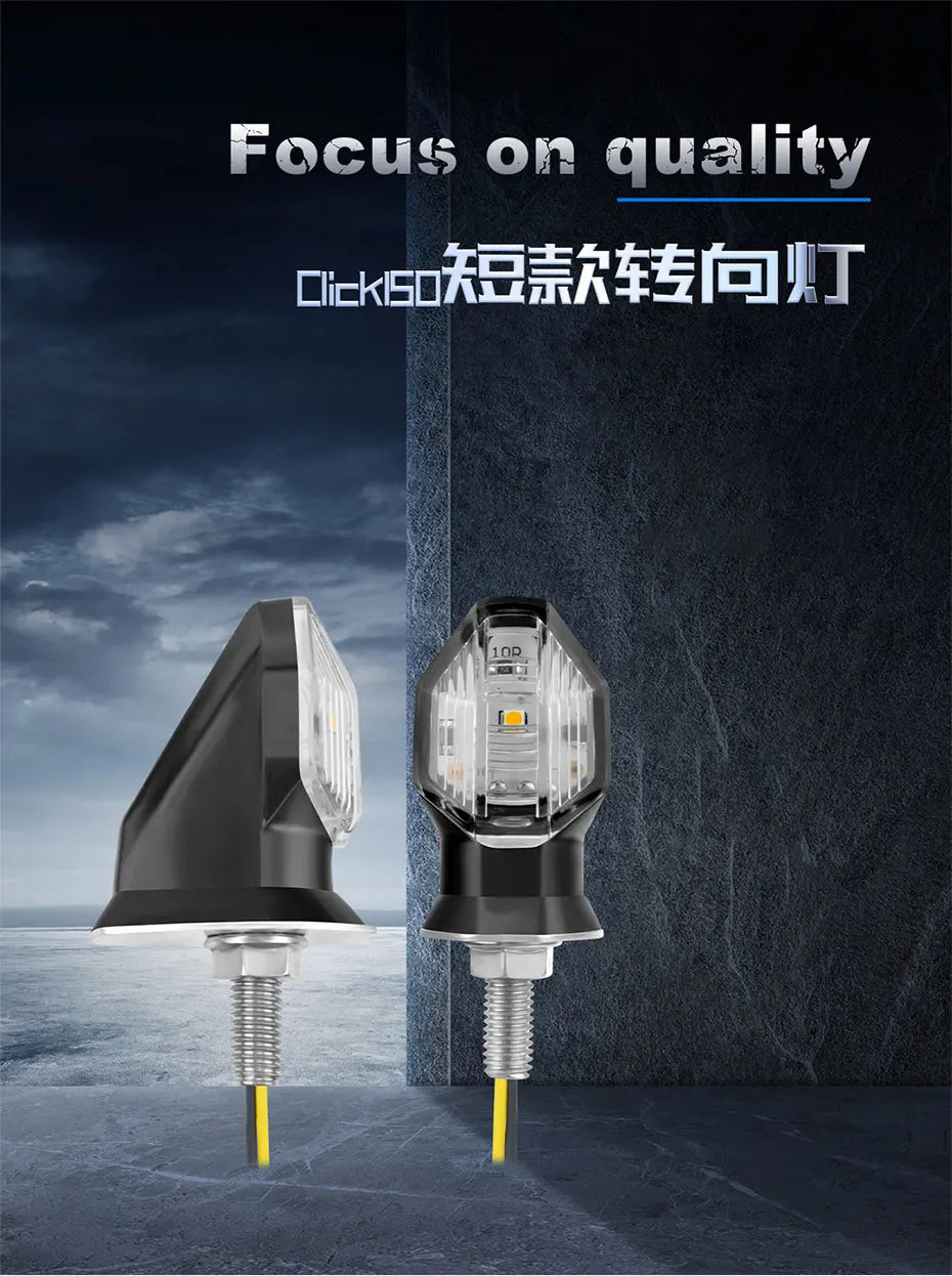 BLALION 2PCS Motorcycle Turn Signal Light LED Amber Lamp Turn Signals Indicators Flashers 12V Flasher Lamp Motorbike Accessories