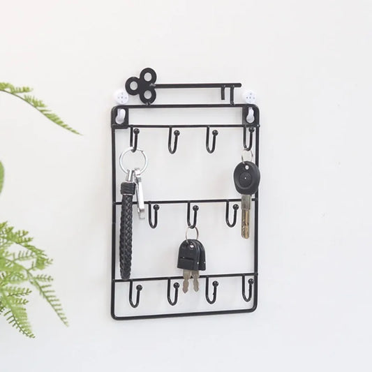 1PC Modern Style Iron Wall Mounted 11 Key Hooks Jacket Hat Storage Rack Practical Multifunctional Hooks