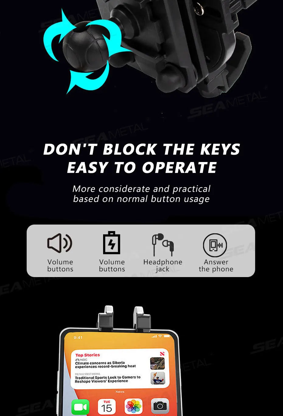 BLALION Motorcycle Riding Shock Absorption Mobile Phone Bracket Eight Claw Fixed Bracket for 4.7-7.1 inch Smartphone Shockproof