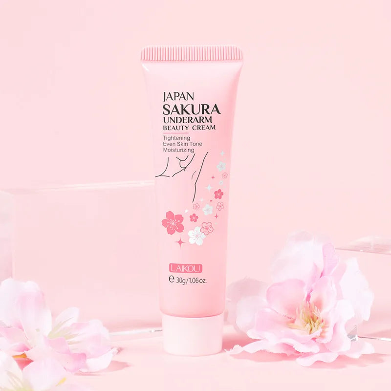 Laikou Sakura Body Whitening Lotion Dark Spot Remover For Underarms Knees Elbows Melanin Bleaching Lightening Cream 30g