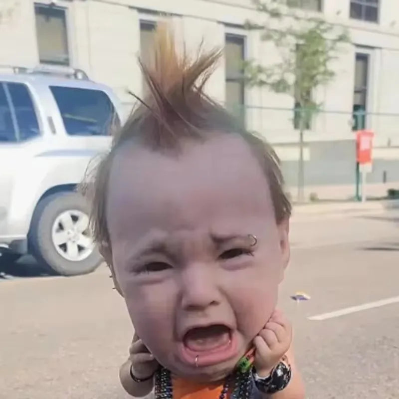 Crying Punk Baby Masque Creepy And Hilarious Latex Head Masque, Latex Head Cover For Halloween Cosplay Costume