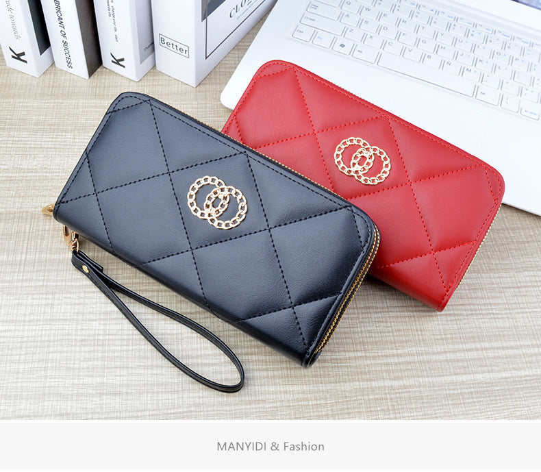 New Wallet Women's Long Double Zipper Large Capacity Handbag Mom's Fashion Simple Double Layer Wallet Mobile Case