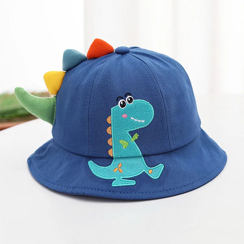 New Cartoon Dinosaur Summer Baby Hat for Girls Boys Panama Toddler Wide Brim UV Beach Sun Cap Outdoor Children Fisherman Hat