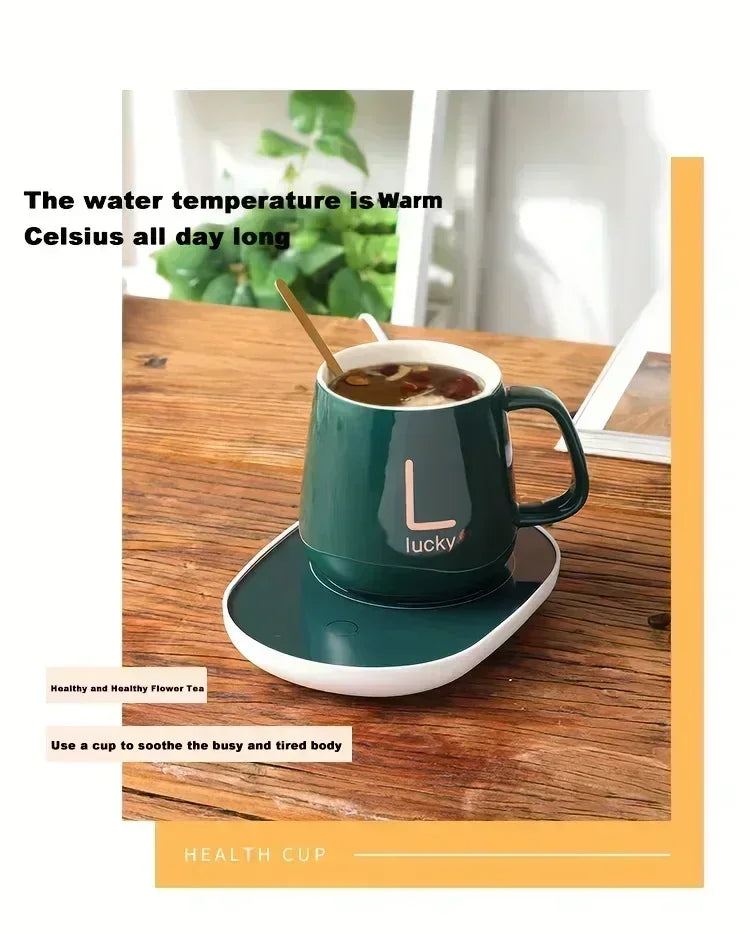 55 ℃ Thermostat Mugs Cup Ceramic Cup With Lid With Spoon Valentine's Day Gift Box Coffee Mug For Office Or Home Use Portable Mea