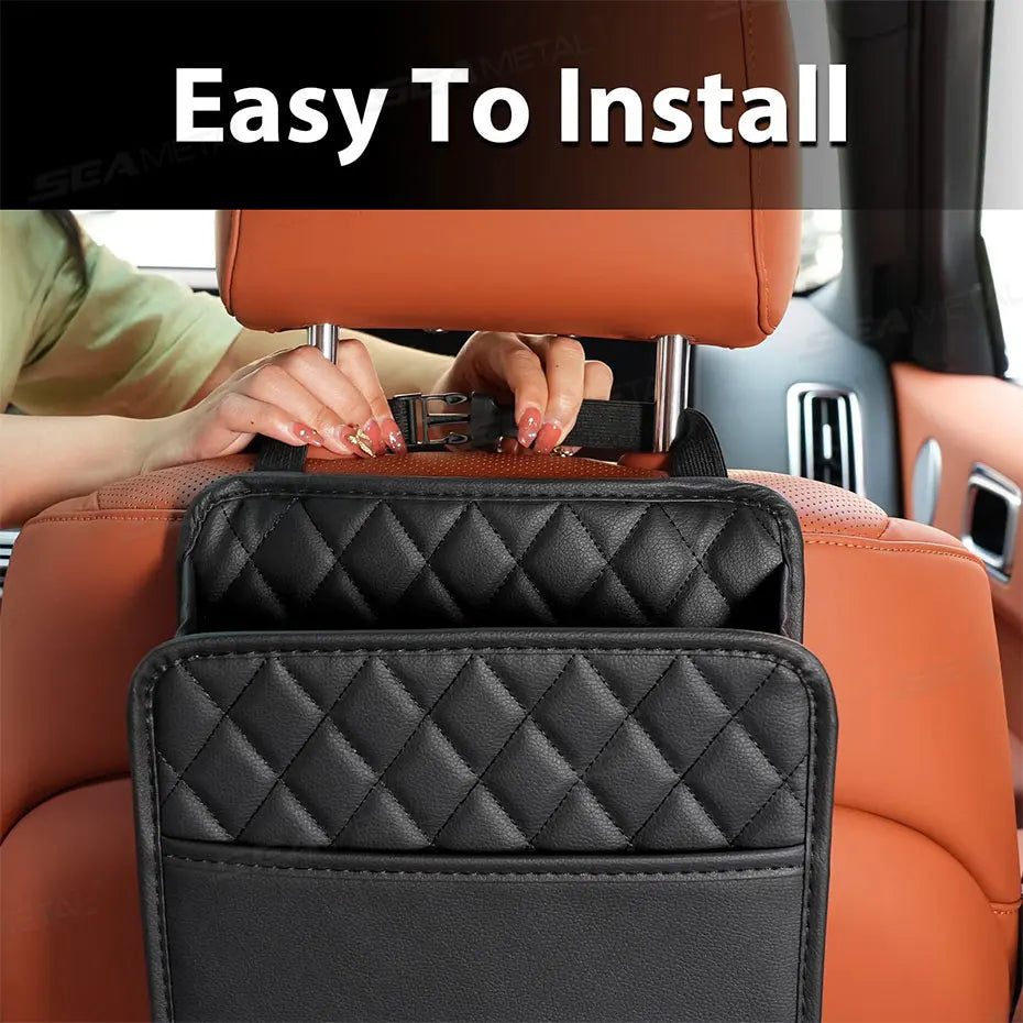 BLALION Multifunctional Car Seat Storage Bag Leather Storage Bag Garbage Bag Hanging Storage Bag Suitable For Most Car Models