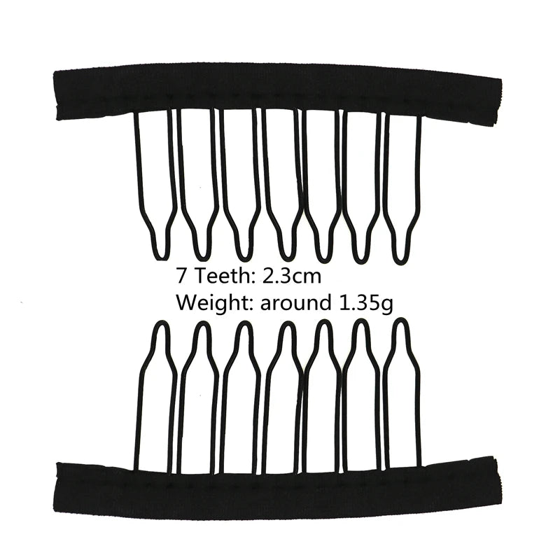 10Pcs Wig Combs To Secure Wig 4-7Teeth Wig Comb Wig Clips With Cloth For Making Wig Caps Steel Material Clips Combs