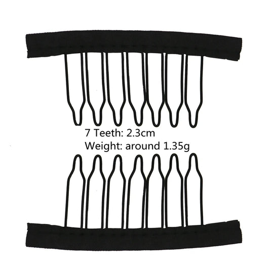 10Pcs Wig Combs To Secure Wig 4-7Teeth Wig Comb Wig Clips With Cloth For Making Wig Caps Steel Material Clips Combs