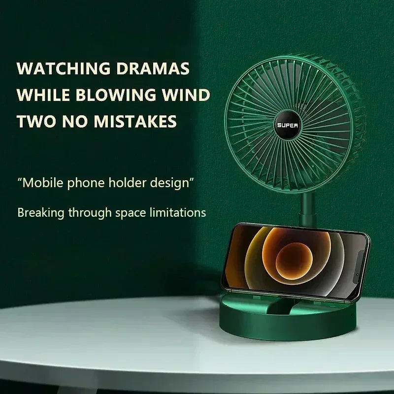 Mini Fan Desktop Foldable Retractable Portable Mini Fan rechargeable USB Home Low Noise High Duration Standby Mini Ceiling Fan