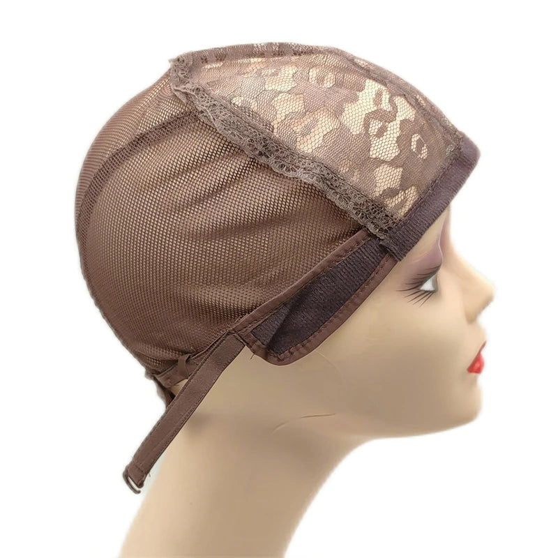 1/4PCS Wig Cap for Making Wigs With Adjustable Strap And Hair Weaving Stretch Adjustable Glueless Wig Cap Brown Dome Cap For Wig