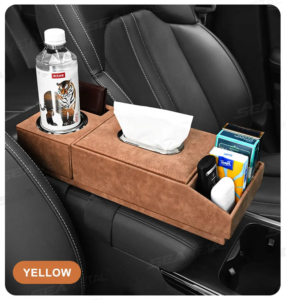 BLALION Car Armrest Mat Height Increase Pad Car Tissue Storage Box Cup Holder Armrest Protect Cushion Elbow Support Arm Cover