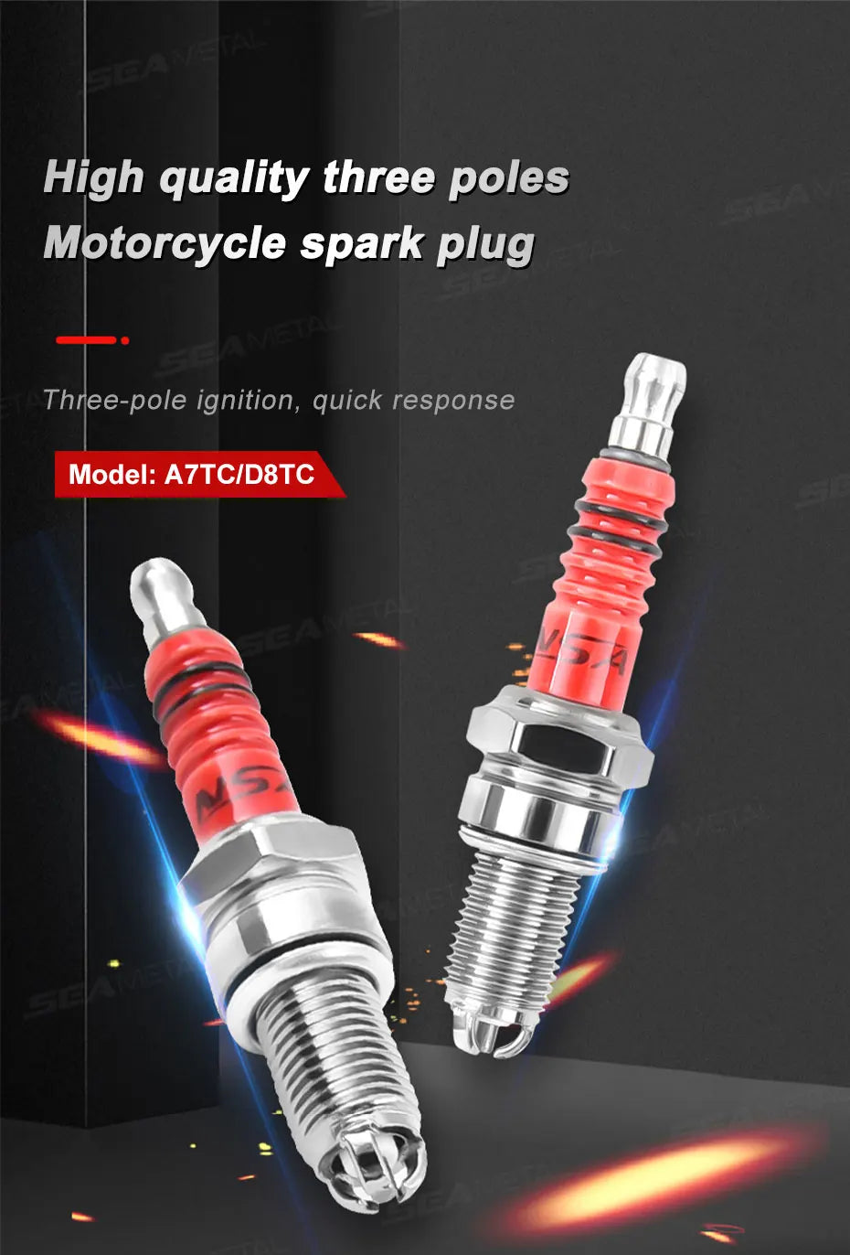 BLALION Racing Spark Plug 3 Triple Electrode A7TC D8TC For GY6 CG 50 70 110 125 150CC Motorcycle Atv Scooter Dirt Bike Go Kart