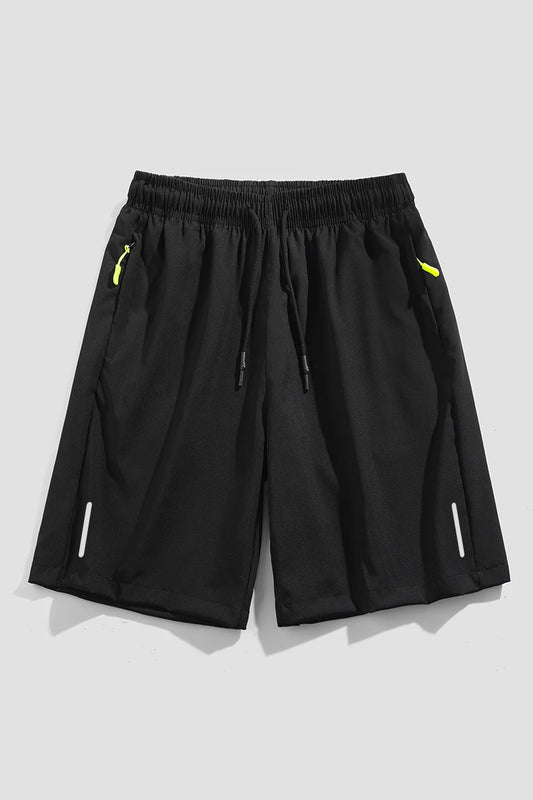 Summer thin style men's shorts reflective vertical strip ice quick-dry stretch casual pants