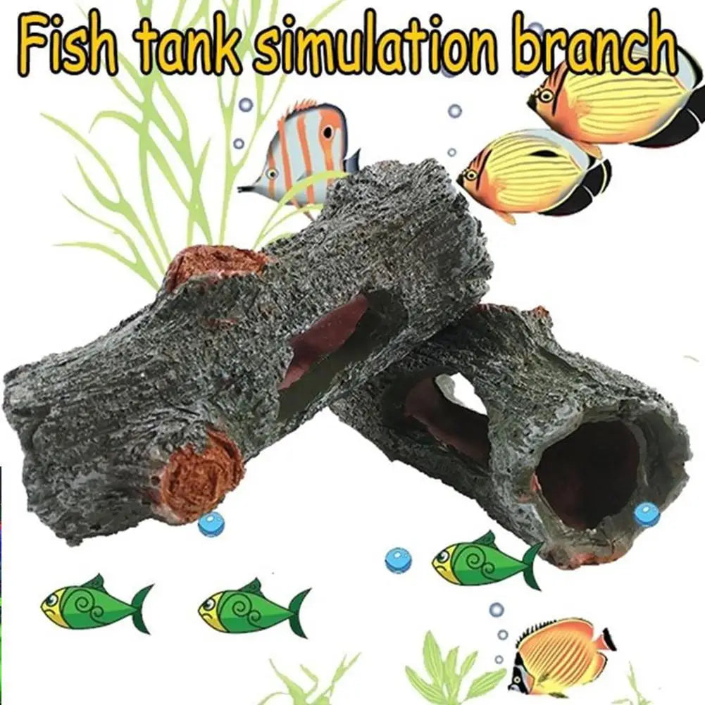 Resin Tree Branch Fish Shrimp Turtle Hidden Hollow Tree Log Fish Tank Aquarium Simulation Fountain Accent Decoration