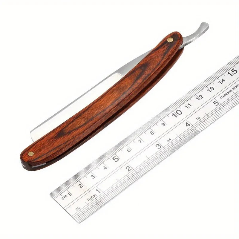 Retro Straight Men Shaving Razor Male Carbon Steel Folding Barber Beard Throat Shaving Knife Cut Tool Pearwood Handle