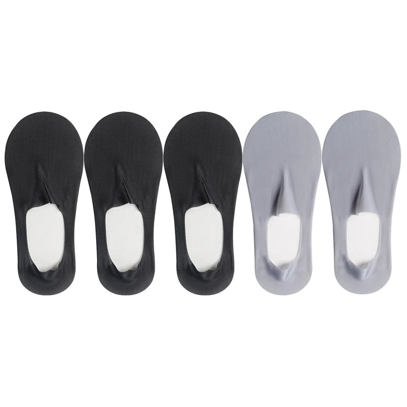 5 Pairs/Lot Socks Women's Summer Ultra-thin Invisible Low Cut Silicone Anti-slip Mesh No Show Ice Silk Solid Boat Socks