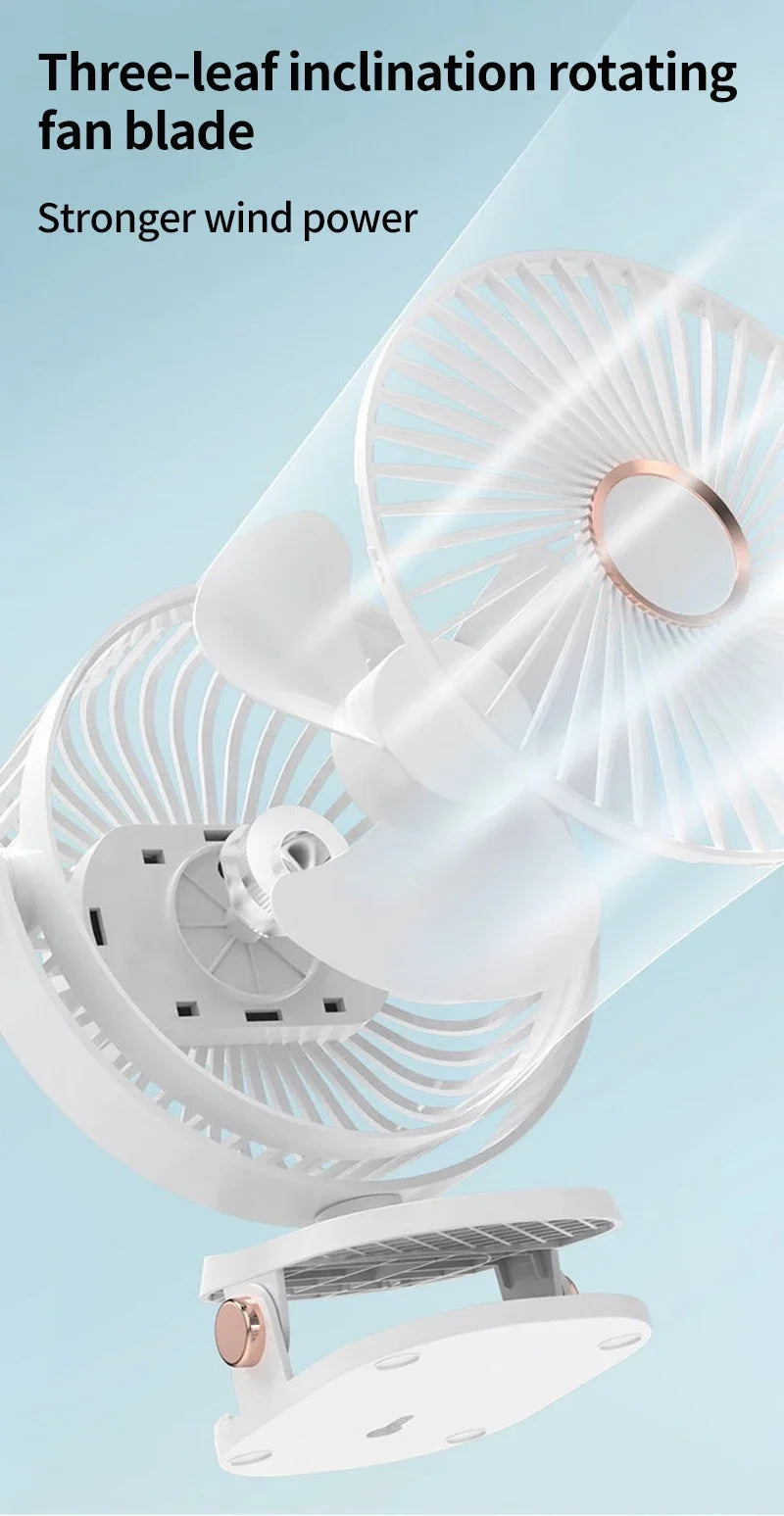 3 in 1 Mini Clip Fan Rechargeable Portable Air Circulator Wireless Ceiling Electric Fan With LED Light Clip-on Home handheld Fan