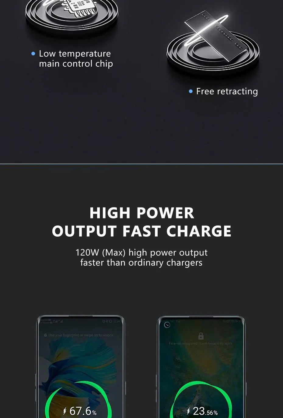 BLALION 4in1 120W Car Fast Charger Retractable USB Type C Cable For IPhone Xiaomi Huawei Samsung Car Cigarette Lighter Adapter