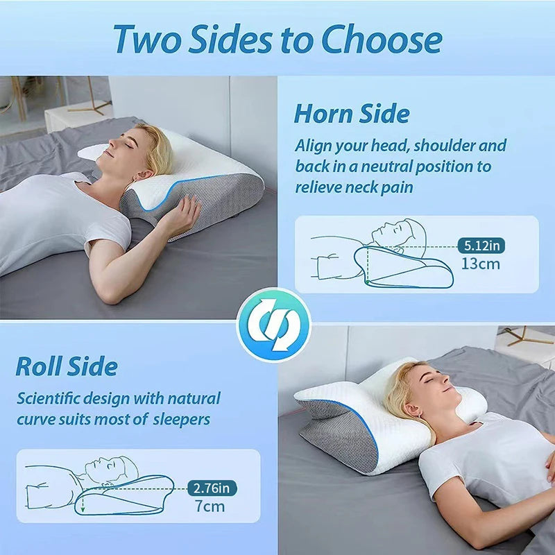 Ergonomic Memory Foam pillow 2 in 1 Help Sleep And Protect The Neck Cervical Orthopedic Travel Neck Pillow For Sleeping For Home